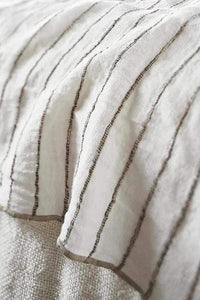 Throw Eadie Lifestyle R/Pool Linen white & Organic stripe with tassels 200x 150cm