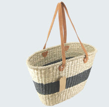 Load image into Gallery viewer, Basket BTB Black stripe seagrass long handle
