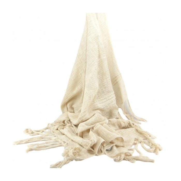Throw cotton natural cream with tassels