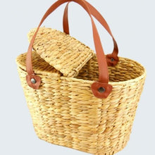 Load image into Gallery viewer, Picnic basket Vegan leather handles
